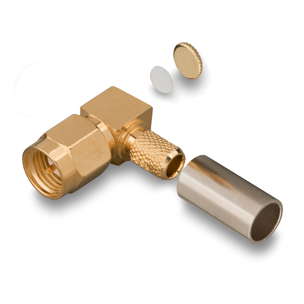 Разъем SMA(male) T на кабель RG-142, обжимной, угловой до 6 ГГц