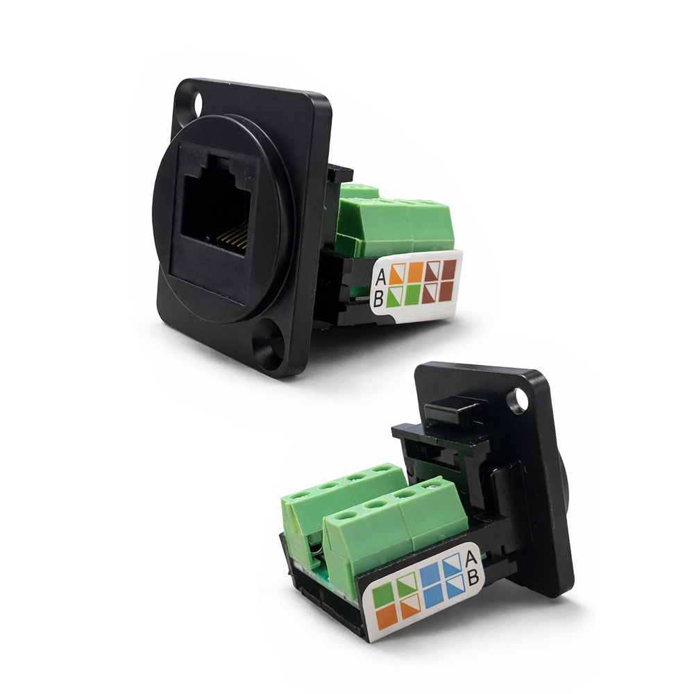 Разъем RJ45 на корпус, с колодкой, CAT5e, 8P8C, черный