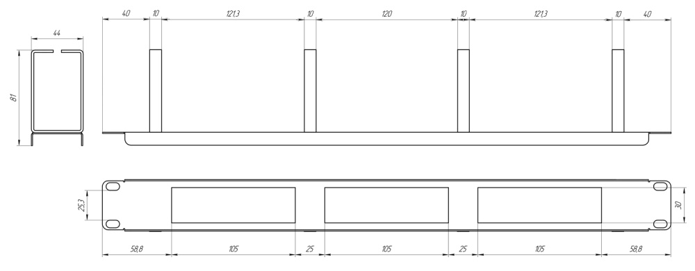 Кабельный органайзер для 19" стойки
